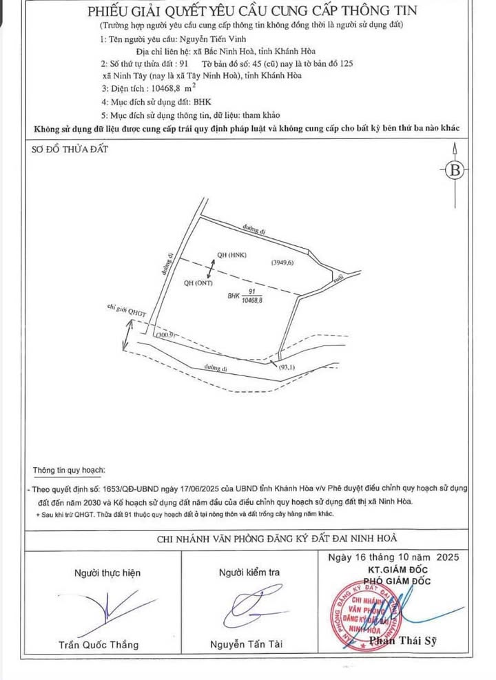 Đất mặt tiền khu dân cư Ninh Tây 10.400m² giá 1.95 tỷ - Đầu tư sinh lời cao!