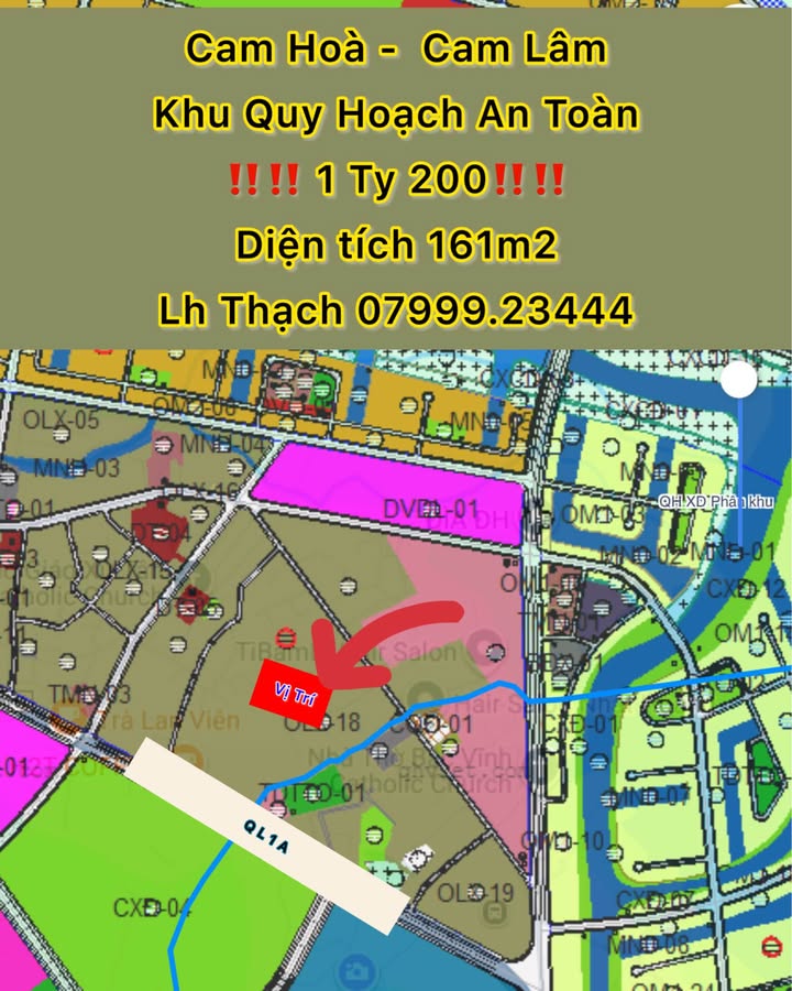 Đất nền Cam Hòa, Cam Lâm 161m² giá 1.2 tỷ - Khu quy hoạch an toàn!