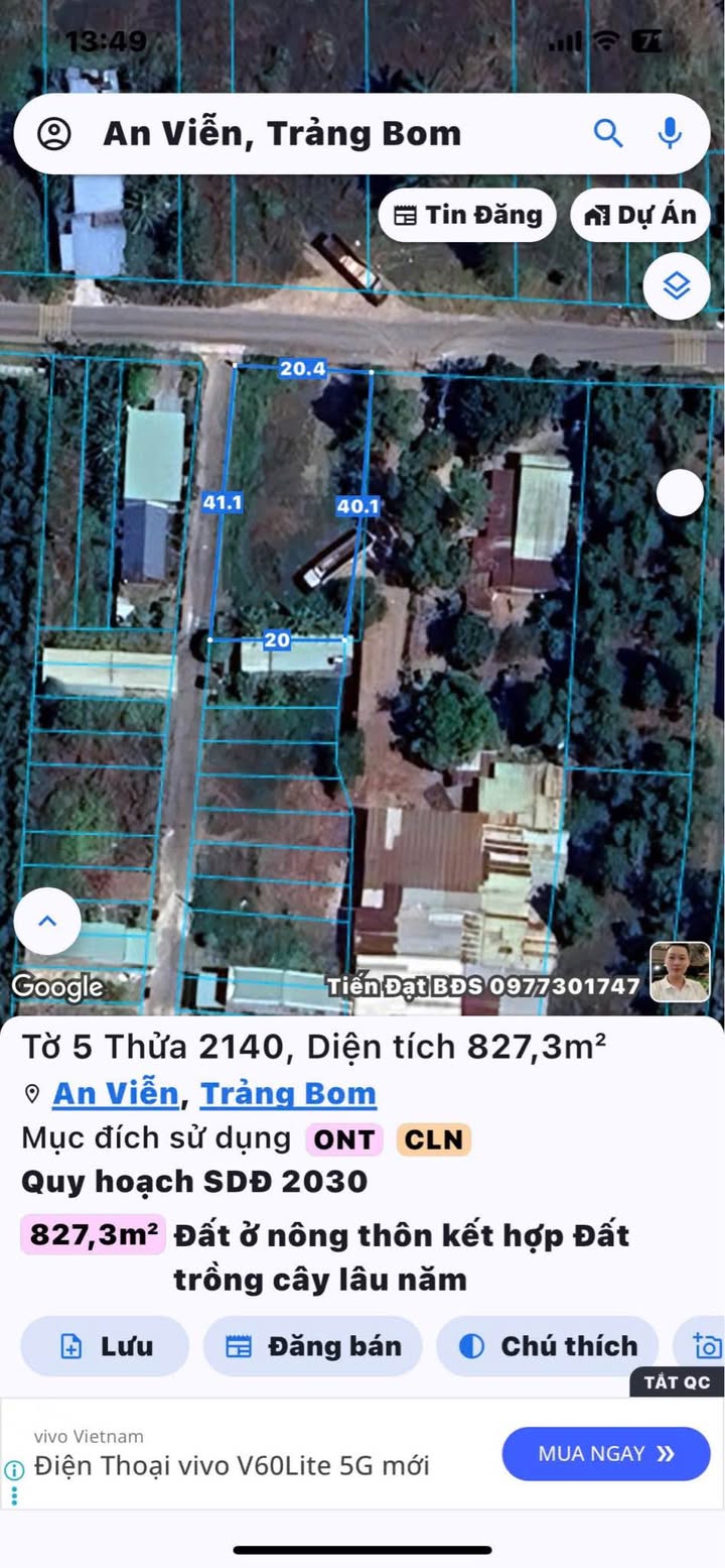 Đất nền 800m² Xã An Viễn, Trảng Bom, Đồng Nai - Giá chỉ 8 tỷ, đầu tư sinh lời!