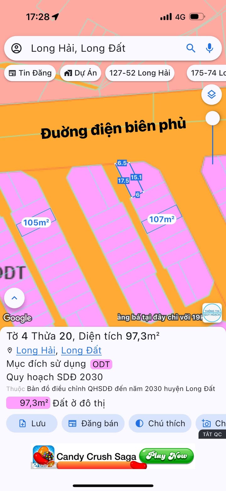 Đất Tái định cư Long Hải 97m² giá 3 tỷ - Thổ cư 100%!