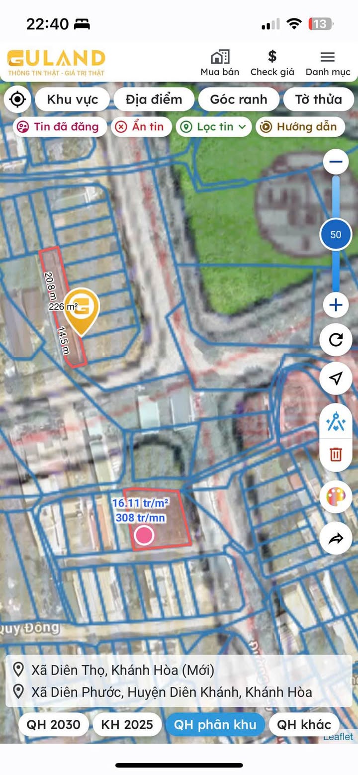 Đất thổ cư đẹp tại Phú Vinh, Vĩnh Thạnh Nha Trang 224,5m² giá 4,49 tỷ - Vị trí đắc địa gần biển!