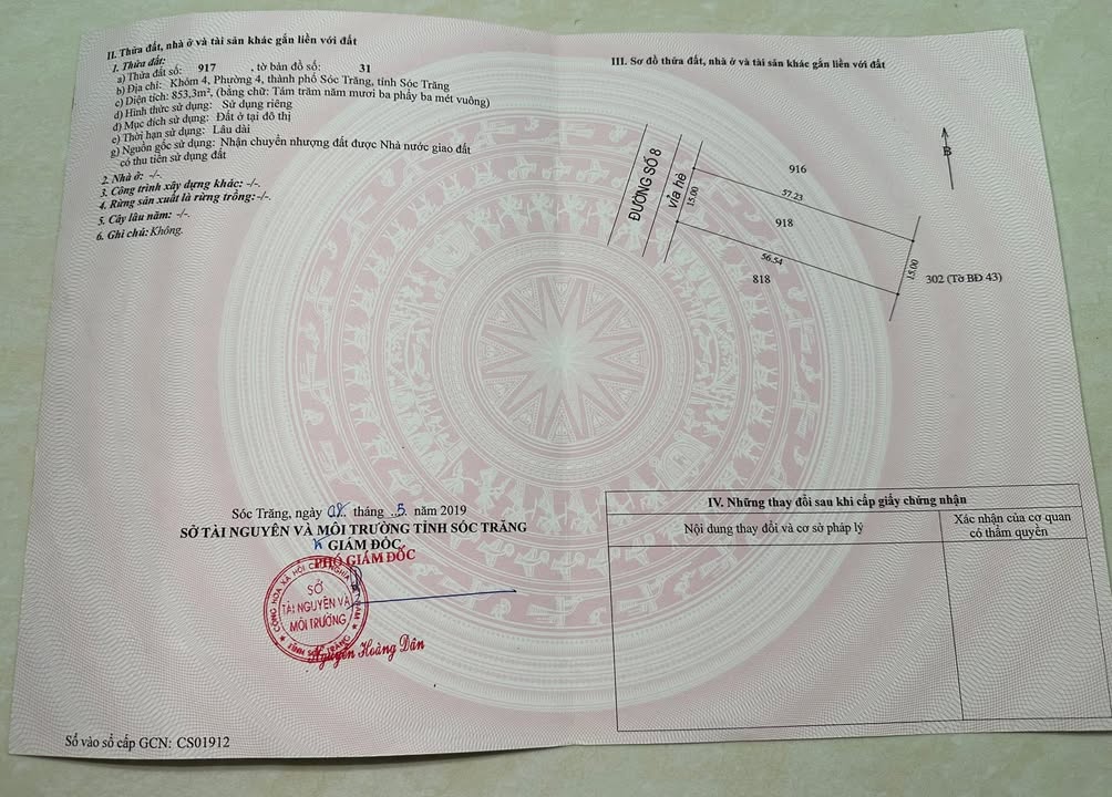 Đất biệt thự đường số 8, phường 4, Sóc Trăng 853.3m² giá 11.5 tỷ - Sổ hồng chính chủ!