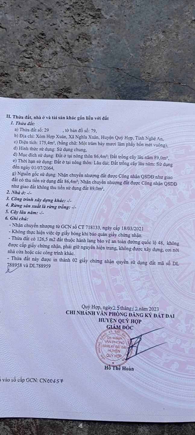 Đất nền Nghĩa Xuân Quỳ Hợp 175m² giá thỏa thuận - Cơ hội đầu tư hấp dẫn!