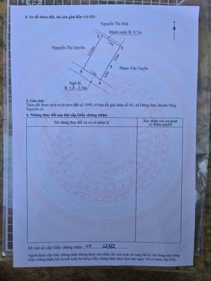 Đất chính chủ tại Đông Sơn - 102m² chỉ 1.2 tỷ - Cơ hội đầu tư tuyệt vời!