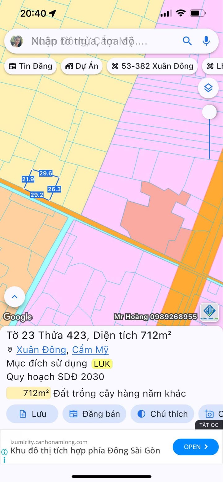 Đất nền xã Xuân Đông, Cẩm Mỹ, Đồng Nai 712m² - Giá chỉ 399 triệu!