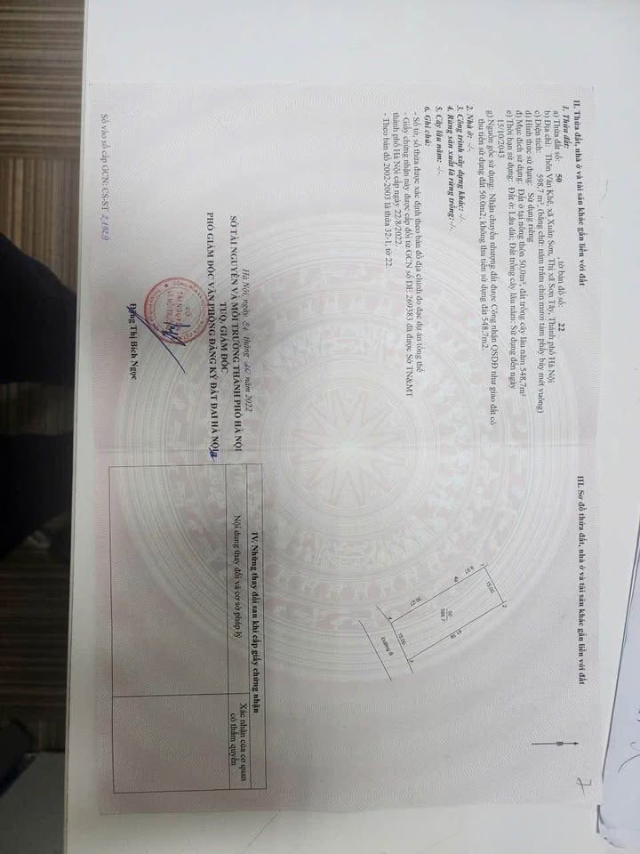 Đất nền phường Tùng Thiện, Sơn Tây 598m² - Giá đầu tư hấp dẫn!