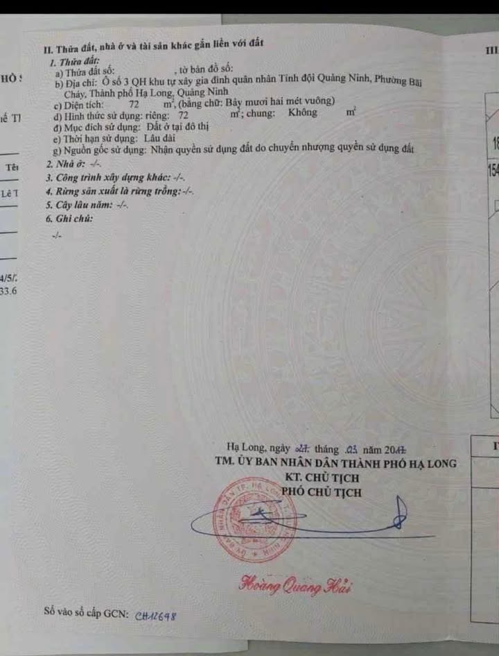 Đất nền Hạ Long 72m² giá 3 tỷ - Đối diện Trường Smart Kid, vị trí đẹp!