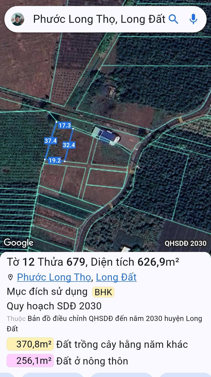 Đất nền tại Phước Long Thọ, Đất Đỏ 600m² giá 599 triệu - Đầu tư sinh lời ngay!