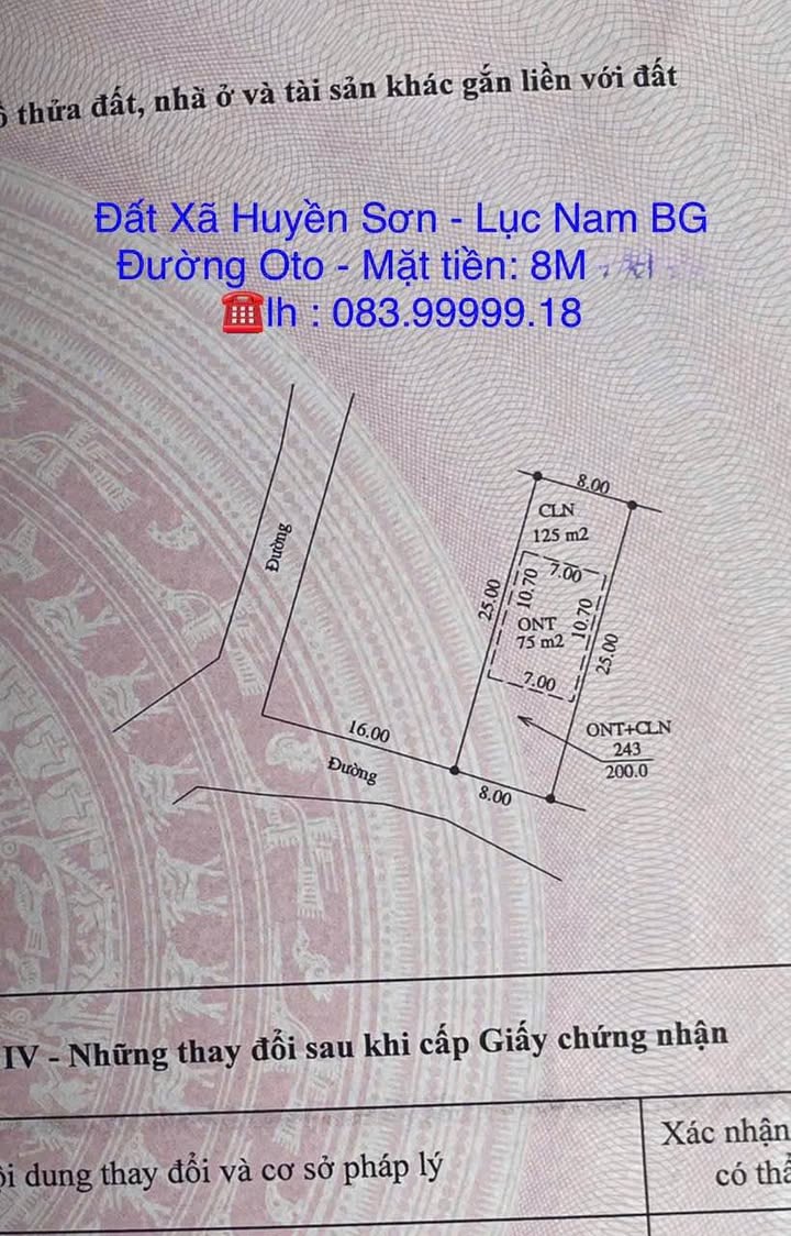 Đất Huyền Sơn Lục Nam 200m² giá chỉ 300 triệu - Cơ hội đầu tư tuyệt vời!