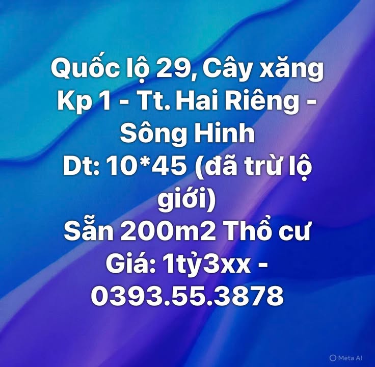 Đất thổ cư 450m² tại Quốc lộ 29, Thị trấn Hai Riêng - Đầu tư sinh lời ngay!