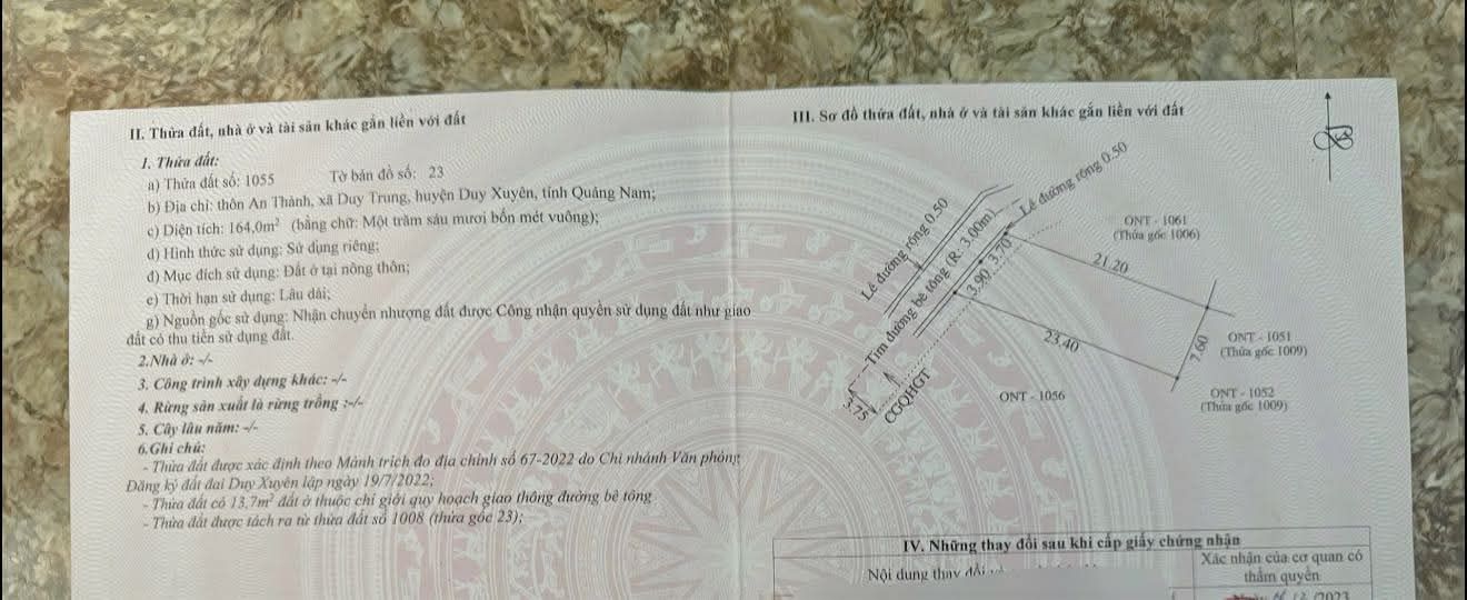 Đất nền Duy Trung Duy Xuyên 164m² giá chỉ 300 triệu - Sổ đỏ chính chủ!