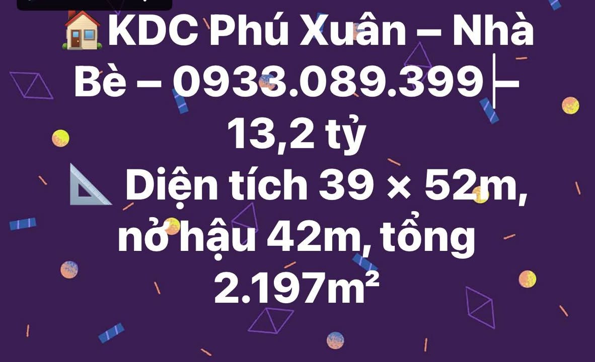 Đất nền KDC Phú Xuân Nhà Bè 2200m² giá 13 tỷ - Cơ hội đầu tư hấp dẫn!