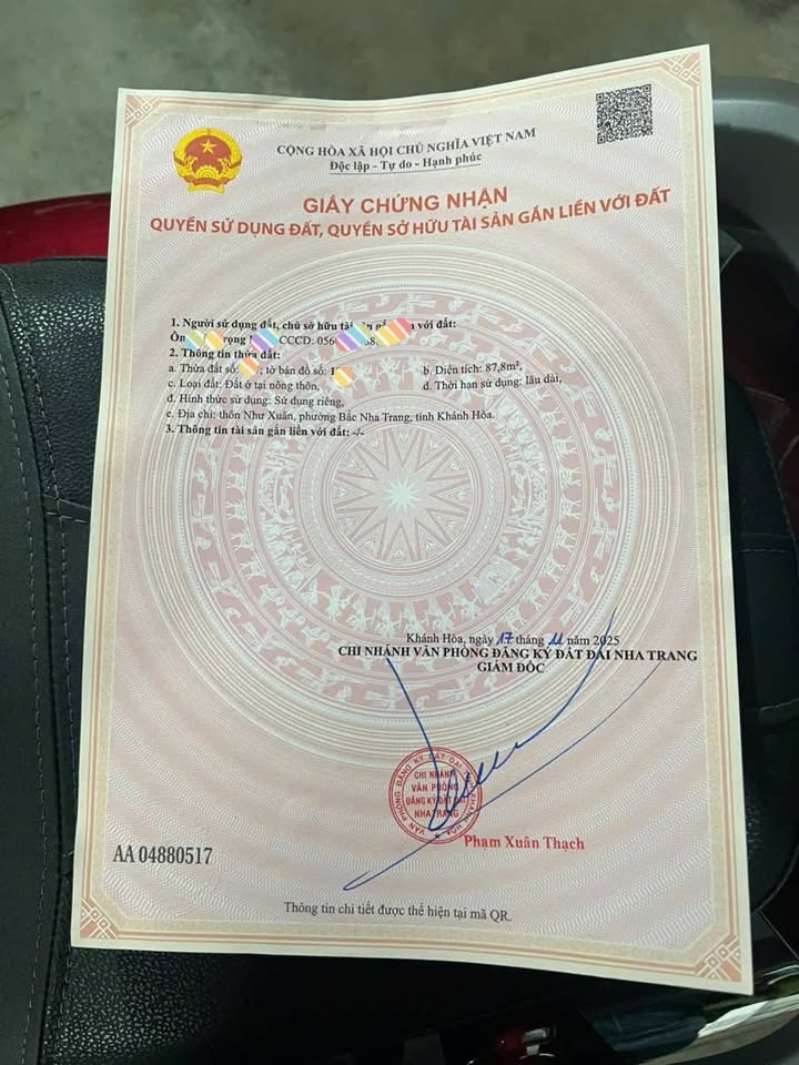 Lô đất chính chủ Bắc Nha Trang 87m² chỉ 970 triệu - Sổ đỏ thổ cư