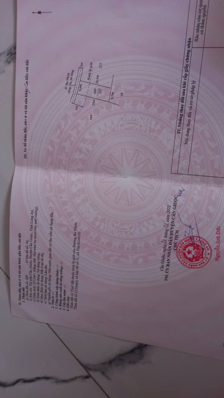 Đất thổ cư Cần Giuộc Long An 237m² giá 8.7 tỷ - Sổ hồng riêng, thương lượng