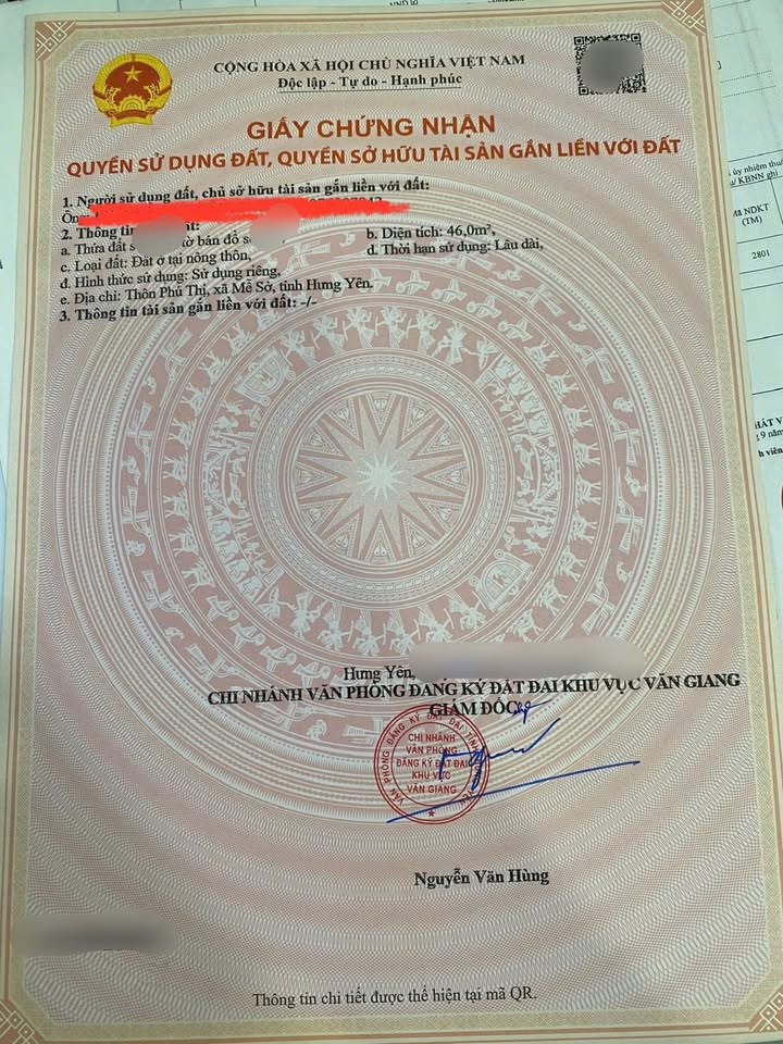 Đất nền 46m² tại xã Mễ Sở, Hưng Yên giá 5x triệu - Sổ đỏ chính chủ!