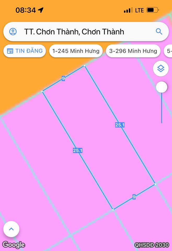 Đất thổ cư 9m² mặt tiền đường Phan Đình Phùng - Vị trí đắc địa tại Chơn Thành!