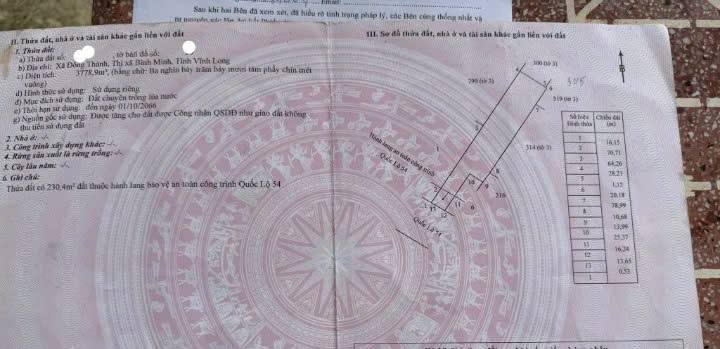 Đất nền mặt tiền Quốc Lộ 54, xã Đông Thạnh, 5060m² giá 12.65 tỷ - Đầu tư sinh lời ngay!