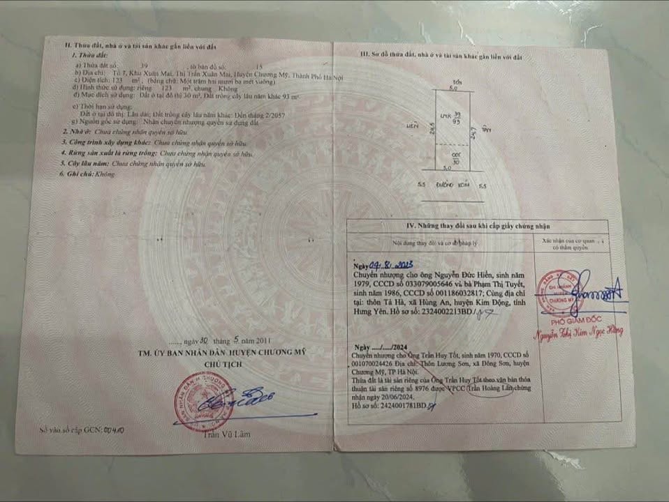 Đất thổ cư 123m² xã Xuân Mai, Chương Mỹ giá 2.46 tỷ - Đầu tư sinh lời cao!