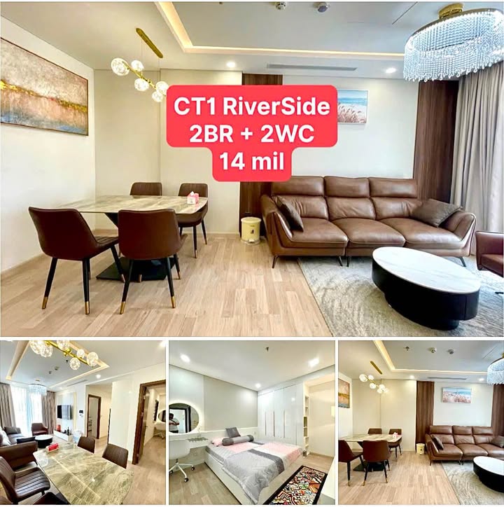 Căn hộ CT1 RiverSide Luxury Nha Trang 2PN giá 14 triệu - Nội thất đầy đủ, sẵn sàng vào ở!