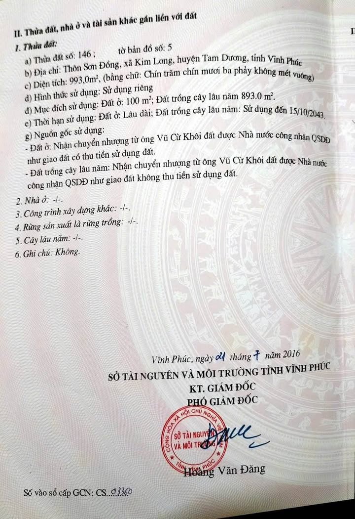 Đất nền Kim Long, Tam Dương 1000m² giá 3 tỷ - Cơ hội đầu tư tuyệt vời!