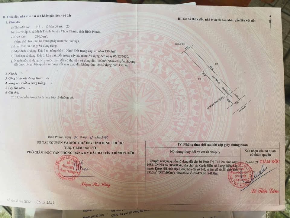 Đất nền thổ cư 225m² tại Minh Thành, Chơn Thành - Giá chỉ 500 triệu!