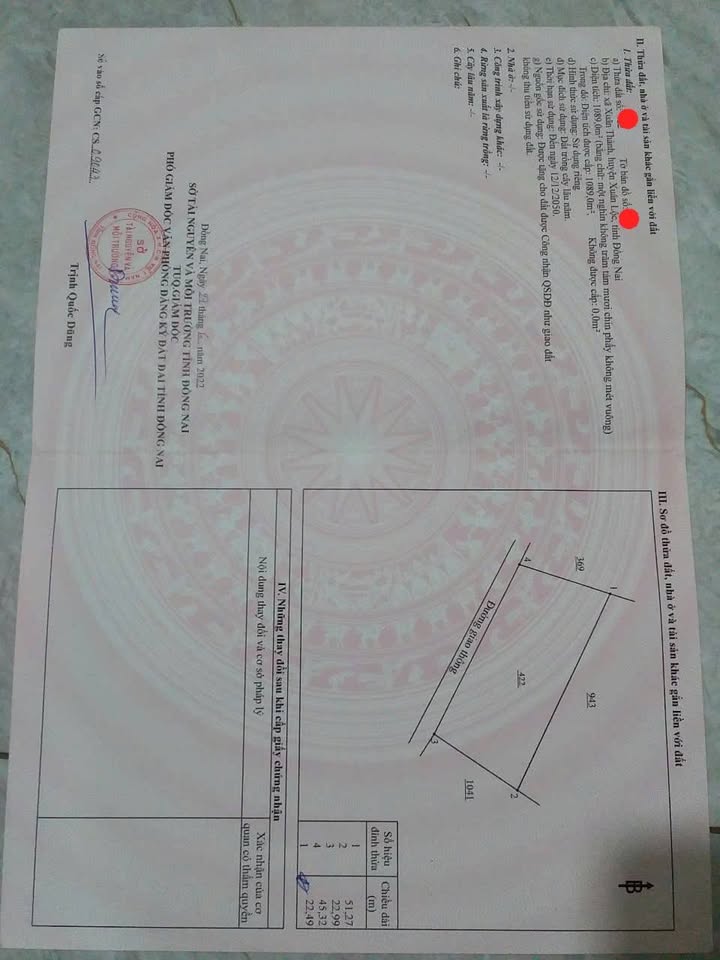 Đất nền 1089m² xã Xuân Thành, Đồng Nai - Giá thỏa thuận, cơ hội đầu tư tuyệt vời!