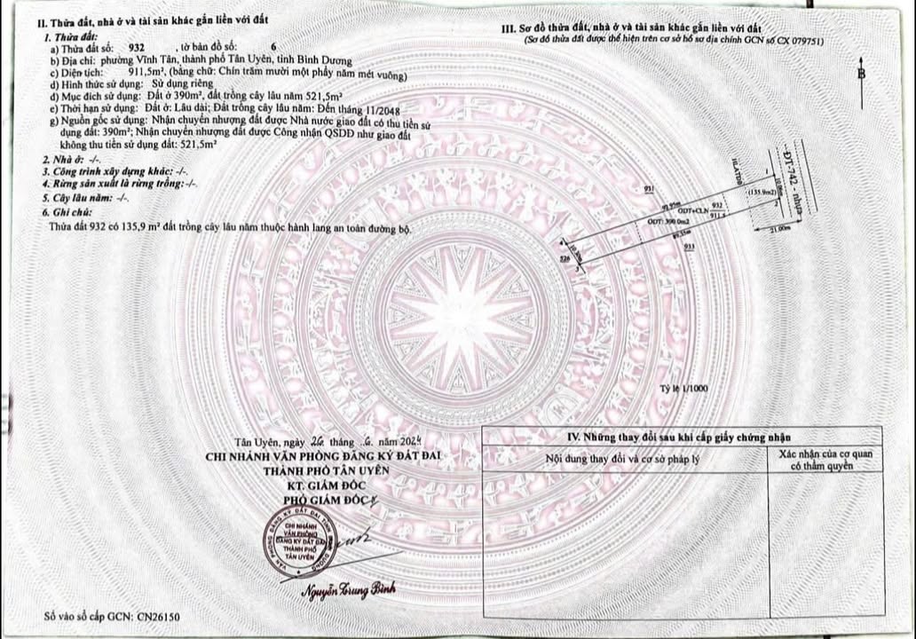 Đất mặt tiền đường ĐT 742 Vĩnh Tân 911m² giá 8.9 tỷ - Đầu tư sinh lời ngay!