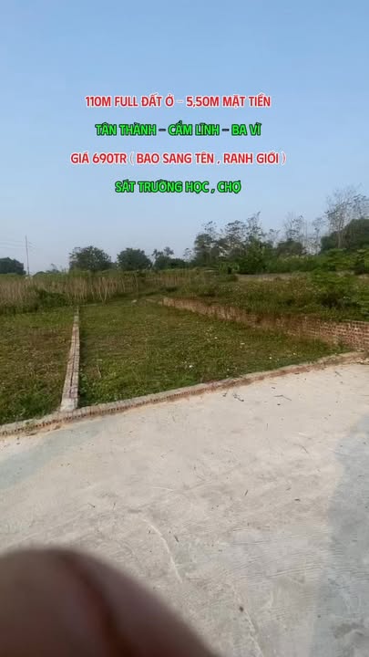 Đất thổ cư Cẩm Lĩnh Ba Vì 110m² giá chỉ 690 triệu - Sổ đỏ chính chủ!