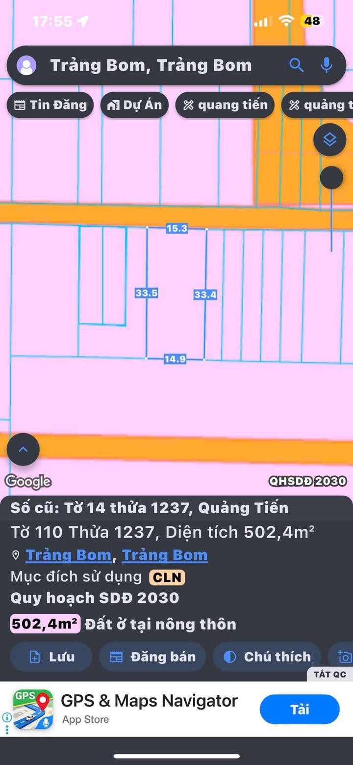 Đất nền 500m² xã Quảng Tiến, Trảng Bom, Đồng Nai - Giá tốt, vị trí đắc địa!