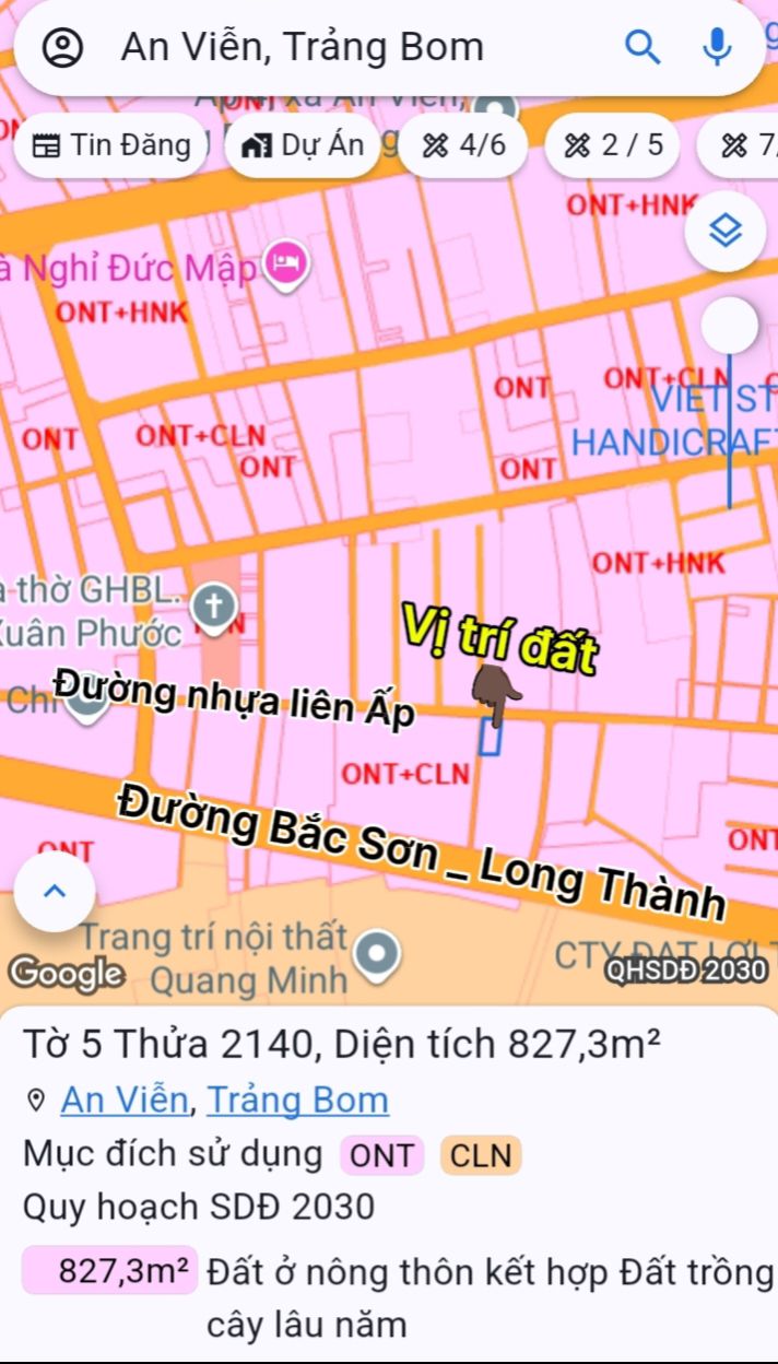 Đất nền An Viễn Trảng Bom 827m² giá 8 tỷ - Sổ đỏ chính chủ