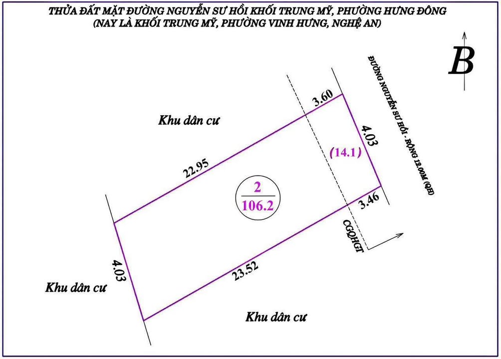 Đất mặt đường Nguyễn Sư Hồi, Hưng Đông 106.2m² giá 3.5 tỷ - Đầu tư sinh lời lý tưởng!