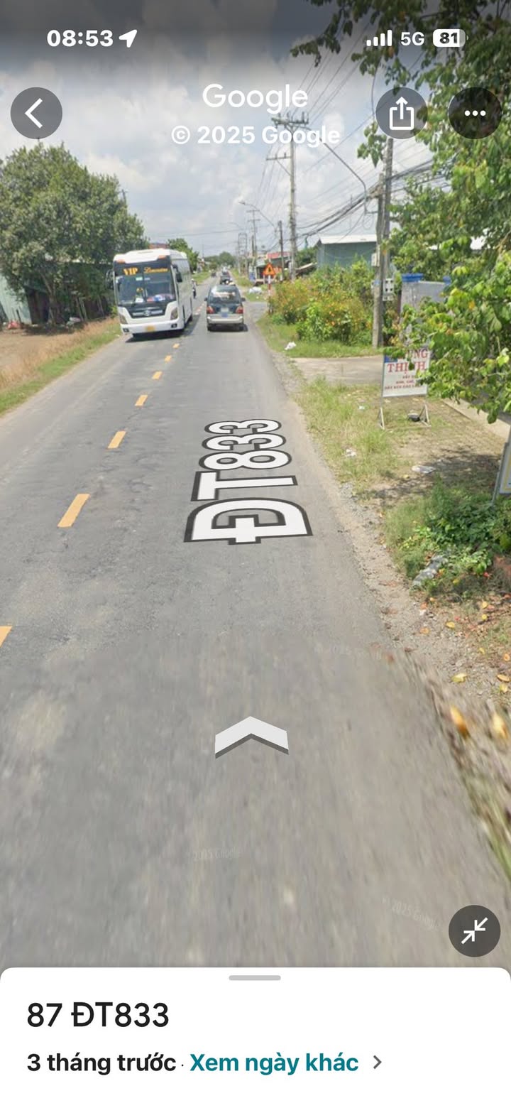 Đất thổ cư 500m² mặt tiền ĐT 833 phường Tân An giá 5.2 tỷ - Đầu tư sinh lời ngay!