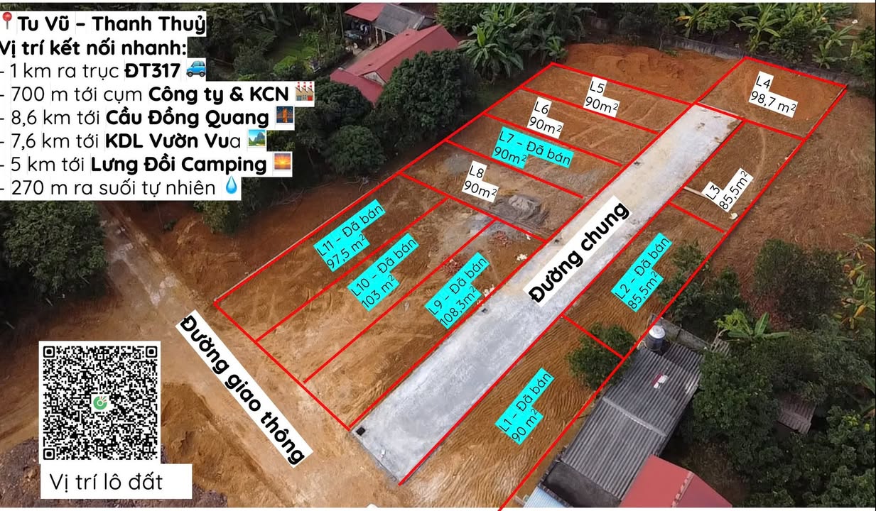 Đất thổ cư 50m² tại Tu Vũ, Thanh Thủy - Giá chỉ 400 triệu, vị trí sầm uất!