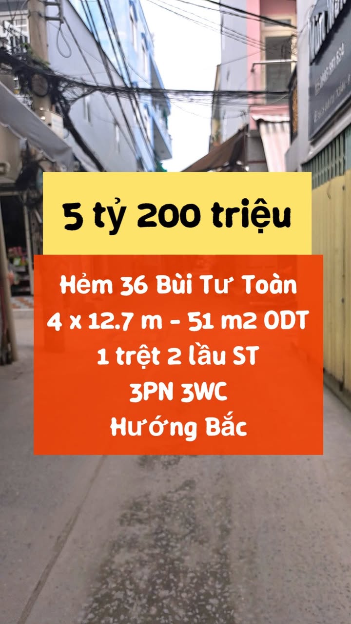 Nhà riêng Bình Tân 51m² giá 5.2 tỷ - Hẻm 36 Bùi Tư Toàn, chính chủ!
