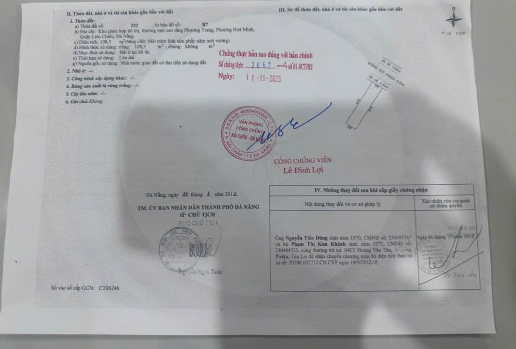 Đất nền Hòa Minh 108,5m² giá 7,85 tỷ - Lô đất kẹp công viên thuận lợi!