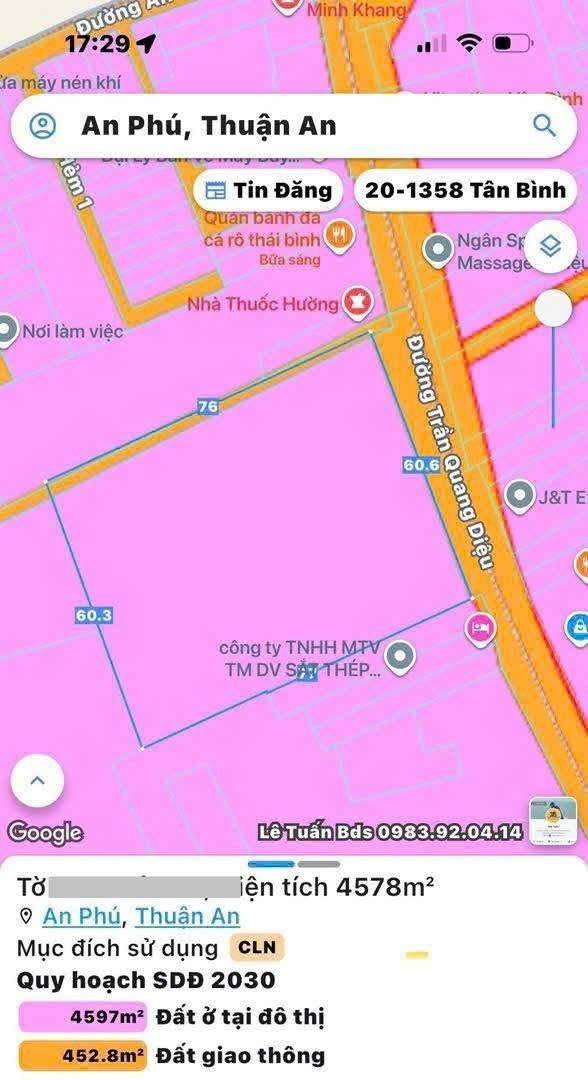 Đất thổ cư 4800m² mặt tiền Trần Quang Diệu, Dĩ An - Đầu tư sinh lời hấp dẫn!