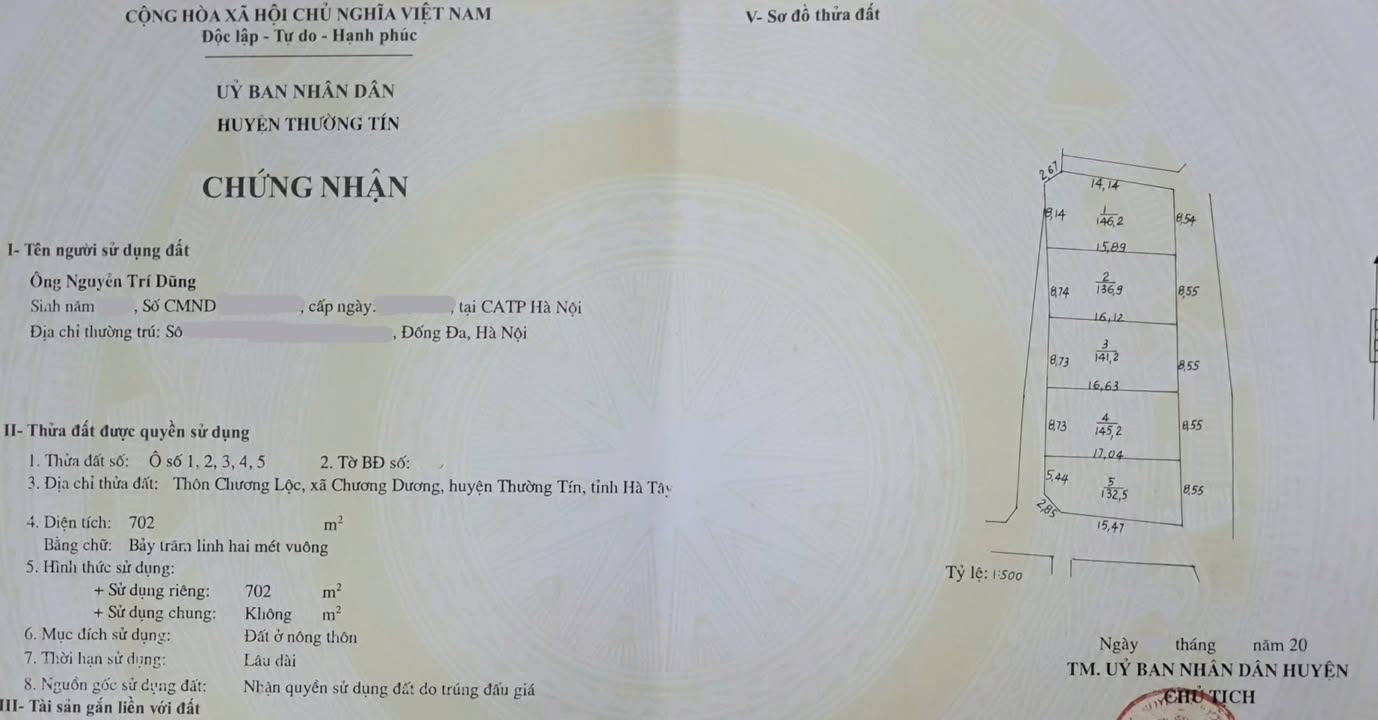 Đất xây biệt thự liền kề Thường Tín 702m² giá 52.641 tỷ - Sổ đỏ chính chủ, vị trí đắc địa!