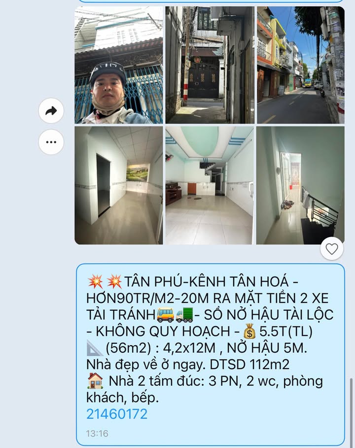 Căn hộ Kênh Tân Hóa Tân Phú 56m² giá chỉ 100 triệu/m² - Sẵn sàng vào ở!