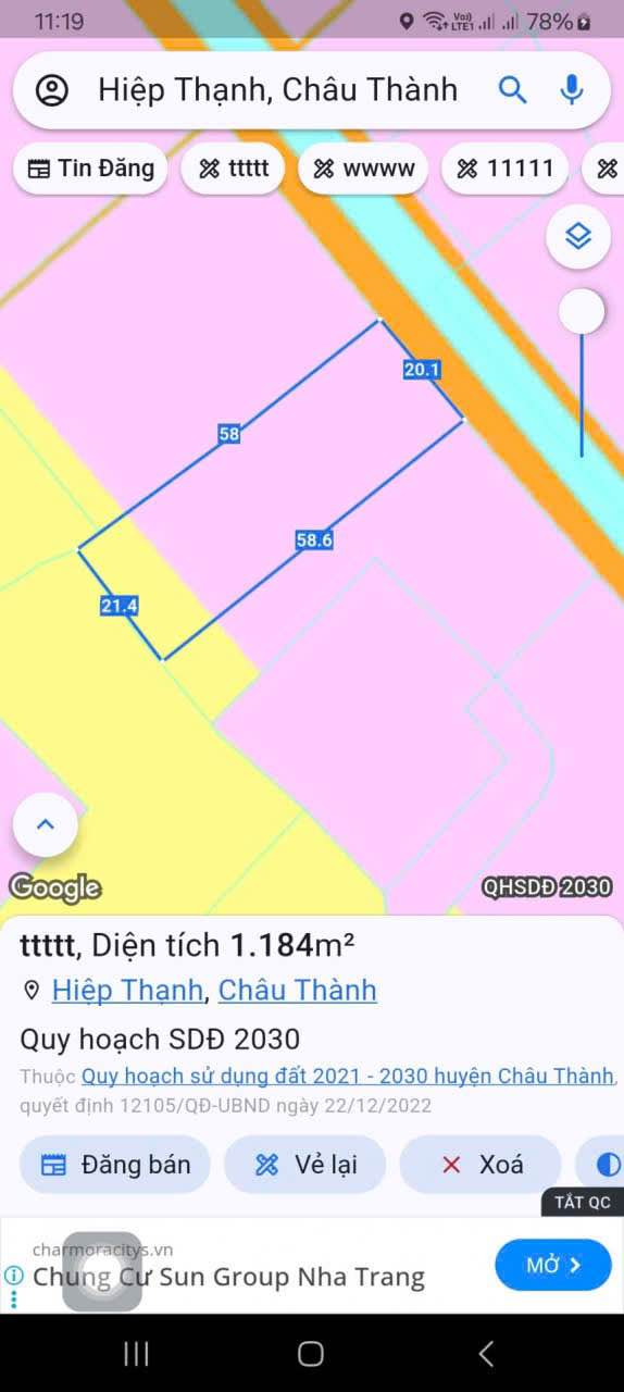 Đất thổ cư 1160m² xã Hiệp Thạnh, Châu Thành, Long An - Giá chỉ 1.25 tỷ, đầu tư lý tưởng!