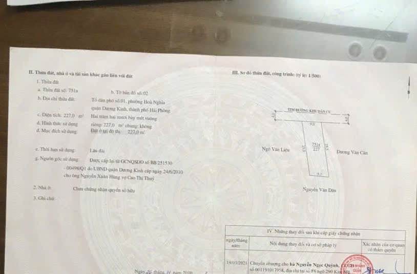 Đất mặt đường Sông He, Hòa Nghĩa, Dương Kinh 227m² - Giá tốt chính chủ