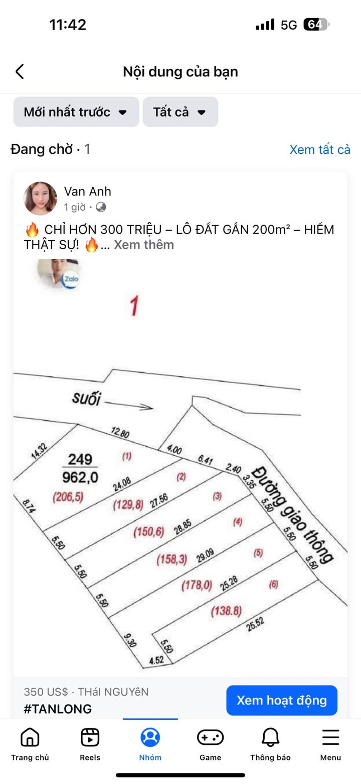 Đất nền Tân Long Thái Nguyên 200m² giá chỉ 300 triệu - Cơ hội đầu tư hiếm có!