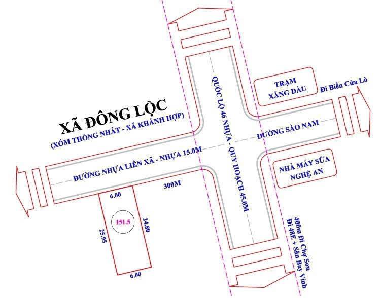 Lô đất Khánh Hợp Nghi Lộc 150m² giá 2.8 tỷ - Đường nhựa 15m, vị trí đẹp!