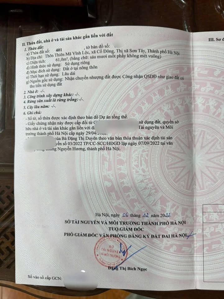 Đất ở xã Cổ Đông, Sơn Tây 61m² giá 2.5 tỷ - Cơ hội đầu tư hấp dẫn!