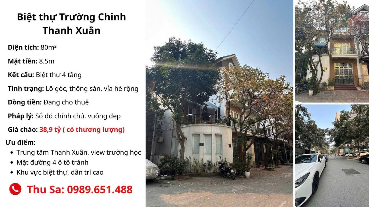Biệt thự nhà vườn Trường Chinh, Đống Đa 85m² - Lô góc thông thoáng, view trường học!
