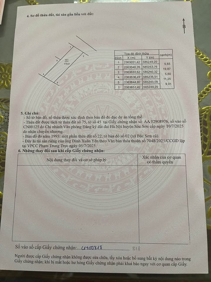 Đất thổ cư Tiên Chu, Trung Giã 110m² - Giá đầu tư cực tốt!