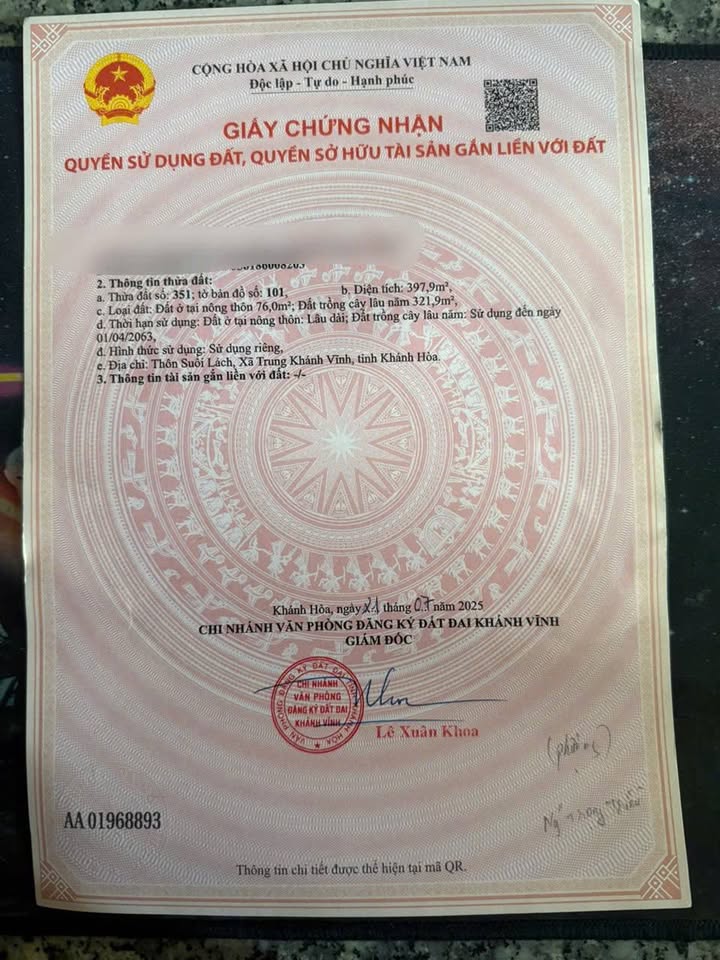 Đất thổ cư 397m² tại Khánh Trung chỉ 290 triệu - Cơ hội đầu tư tuyệt vời!