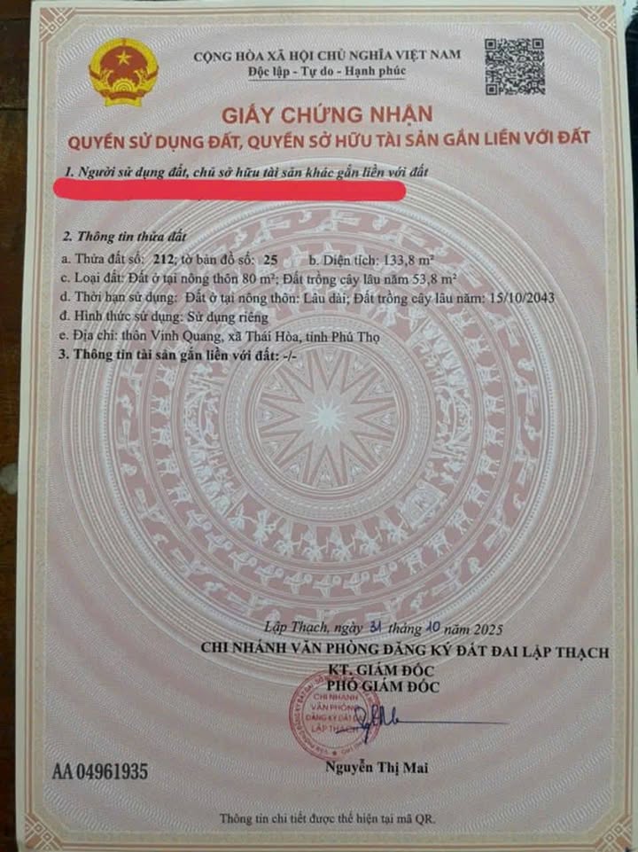 Đất thổ cư 80m² tại thôn Vinh Quang, Vĩnh Phúc giá chỉ 520 triệu - Đầu tư sinh lời ngay!