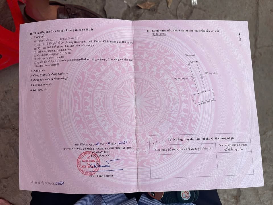 Bán đất mặt đường Thể Nhân - Hòa Nghĩa, Dương Kinh, Hải Phòng 100m² - Đường rộng ô tô vào tận nơi!