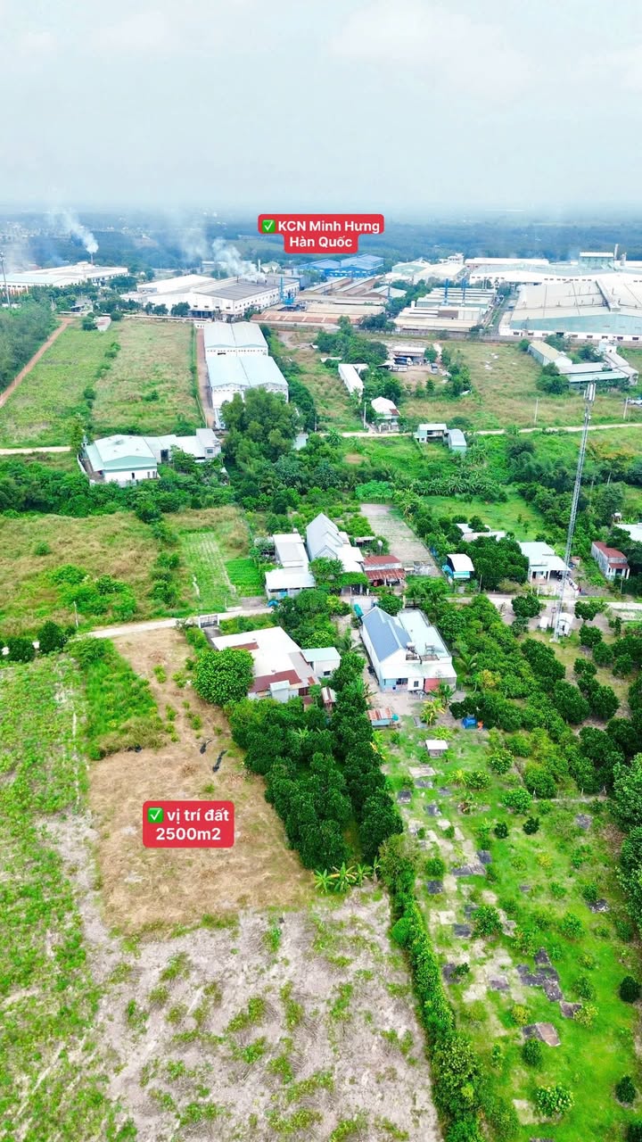 Đất thổ cư 250m² trên tổng 2500m² tại Chơn Thành - Vị trí đắc địa gần KCN Minh Hưng Hàn Quốc!