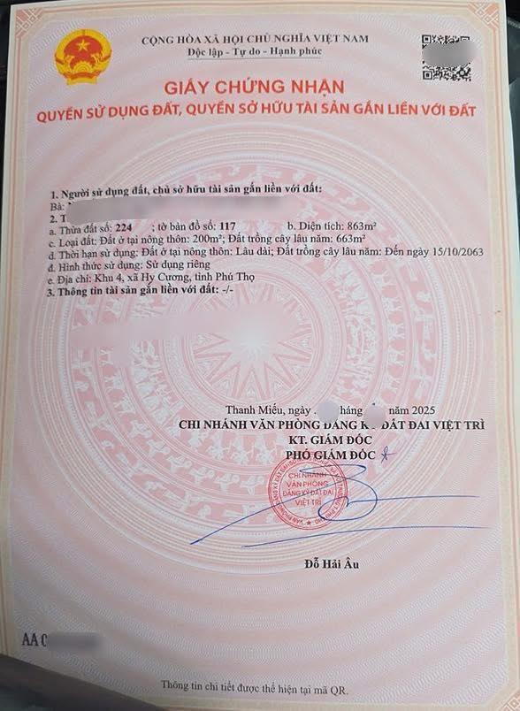 Đất nền nghỉ dưỡng tại Hy Cương, 863m² giá chỉ 6 tỷ - Cơ hội đầu tư tuyệt vời!